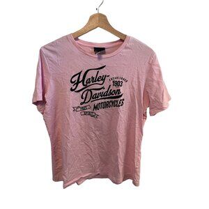 Harley Davidson Pink Short Sleeve Tshirt Women's Size Large Motorcycle Tee